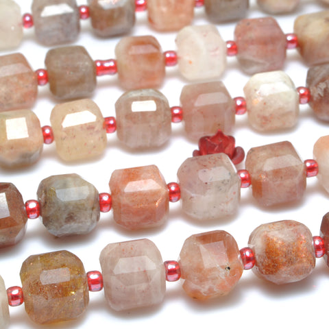 Natural Sunstone faceted cube loose beads wholesale gemstones for jewelry making DIY bracelet necklace supplies