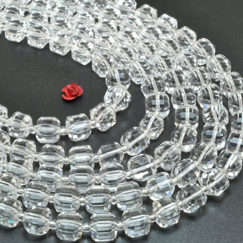 Natural Clear Rock Crystal faceted cube beads white quartz stone loose gemstones for jewelry making DIY bracelet necklace