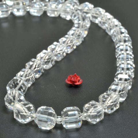Natural Clear Rock Crystal faceted cube beads white quartz stone loose gemstones for jewelry making DIY bracelet necklace