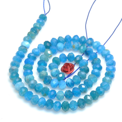 Natural Blue Apatite faceted rondelle beads wholesale gemstones for jewelry making DIY bracelet necklace design 15"