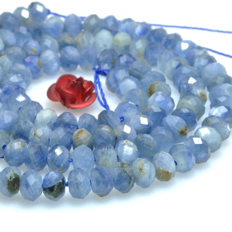 Natural Blue Kyanite faceted rondelle beads wholesale gemstones for jewelry making DIY bracelet necklace 15"