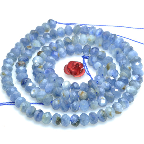 Natural Blue Kyanite faceted rondelle beads wholesale gemstones for jewelry making DIY bracelet necklace 15"
