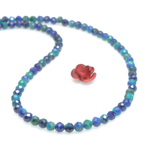 Natural Chrysocolla Azurite Stone faceted round loose beads wholesale gemstones for jewelry making DIY bracelet necklace