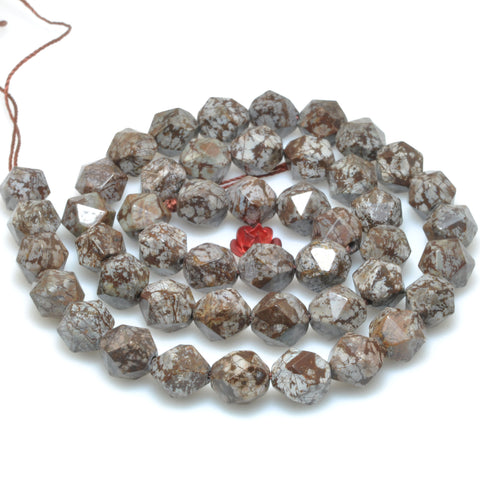 Natural Brown Snowflake Obsidian diamond faceted round beads gemstone wholesale for jewelry making DIY bracelet