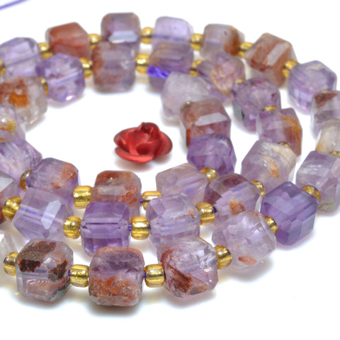 Natural Super 7 Seven Crystal faceted cube loose beads stone cacoxenite amethyst gemstones for jewelry making 15"