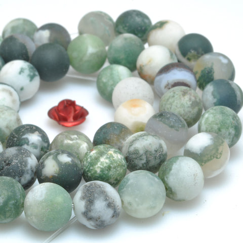 Natural Green Tree Agate matte round loose beads wholesale gemstones for jewelry making bracelets necklace DIY