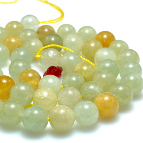 Natural Aquamarine Stone smooth round beads loose gemstones wholesale for jewelry making diy bracelet