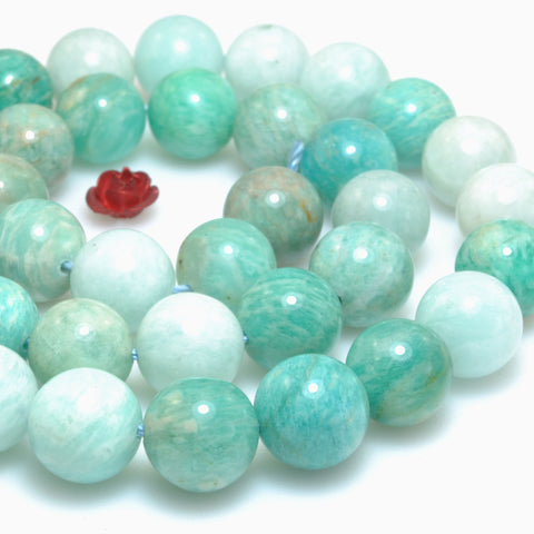 Natural Amazonite Smooth round loose beads wholesale gemstones for jewelry making DIY bracelets necklace 15"
