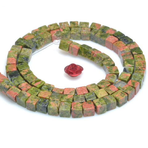 Natural Unakite Smooth Cube Beads Wholesale Gemstone Loose Semi Precious Stone for Jewelry Making Diy Bracelet Necklace