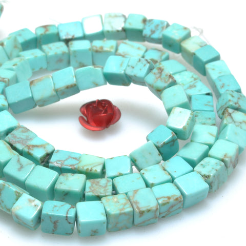 Blue Turquoise smooth cube loose beads for jewelry making bracelets necklace wholesale gemstone