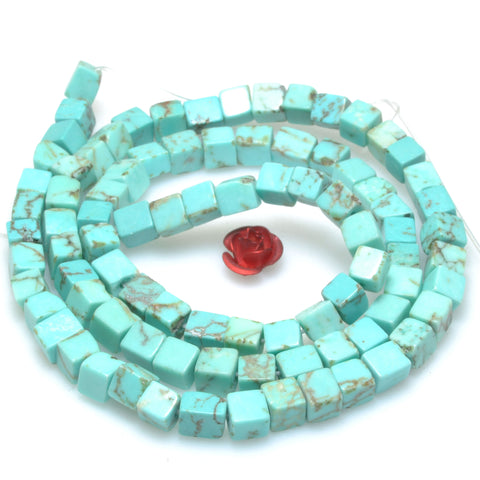 Blue Turquoise smooth cube loose beads for jewelry making bracelets necklace wholesale gemstone