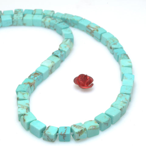 Blue Turquoise smooth cube loose beads for jewelry making bracelets necklace wholesale gemstone