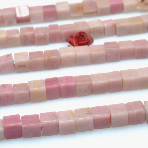 Natural Pink Rhodonite smooth cube loose beads wholesale gemstone for jewelry making DIY