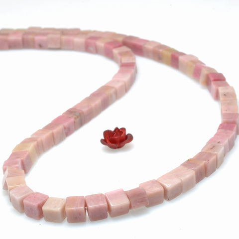 Natural Pink Rhodonite smooth cube loose beads wholesale gemstone for jewelry making DIY