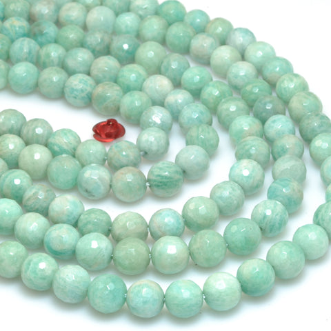Natural Amazonite faceted round beads wholesale loose gemstone semi precious stones for jewelry making diy bracelet necklace supplies