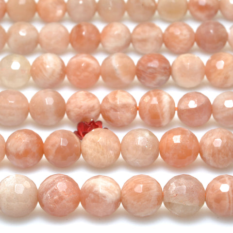 Natural Sunstone faceted round loose beads wholesale gemstone orange stone for jewelry making diy bracelets necklace