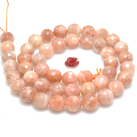 Natural Sunstone faceted round loose beads wholesale gemstone orange stone for jewelry making diy bracelets necklace