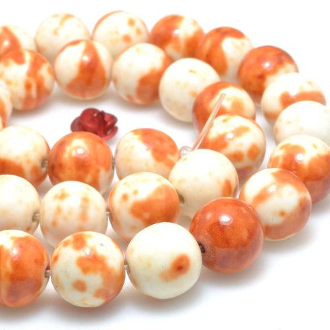 Orange Jasper Synthetic smooth round beads wholesale jewelry making bracelet necklace diy stuff
