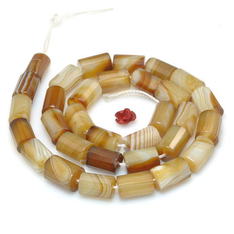 Natural Brown Banded Agate faceted tube loose beads wholesale gemstones for jewelry making DIY bracelets necklaces