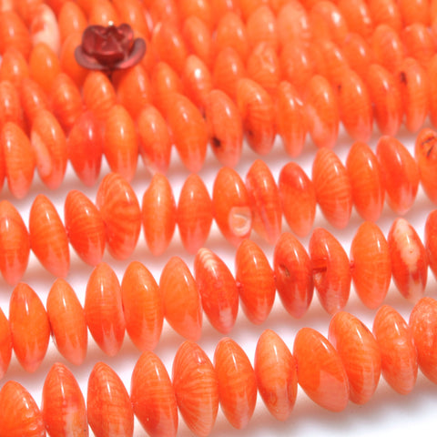 Orange Red Coral smooth rondelle spacer loose beads wholesale gemstones for jewelry making DIY bracelets necklace