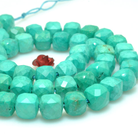 Green Turquoise faceted cube loose beads wholesale gemstones for jewelry making DIY bracelets necklaces charms accessorise
