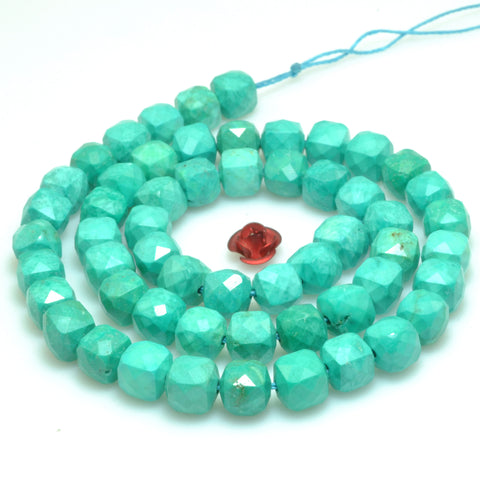Green Turquoise faceted cube loose beads wholesale gemstones for jewelry making DIY bracelets necklaces charms accessorise