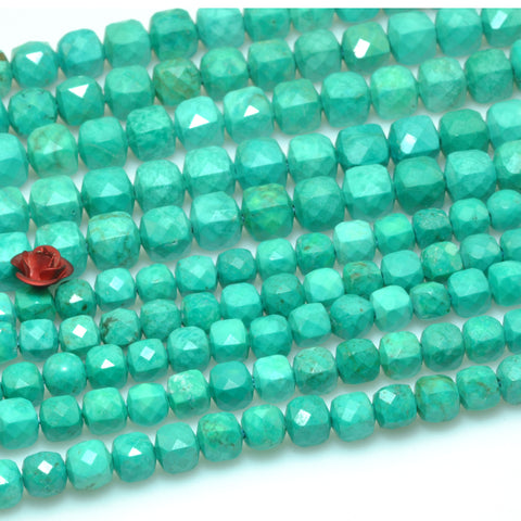 Green Turquoise faceted cube loose beads wholesale gemstones for jewelry making DIY bracelets necklaces charms accessorise