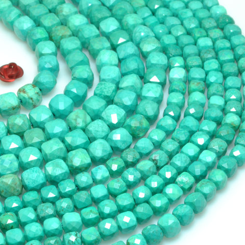 Green Turquoise faceted cube loose beads wholesale gemstones for jewelry making DIY bracelets necklaces charms accessorise