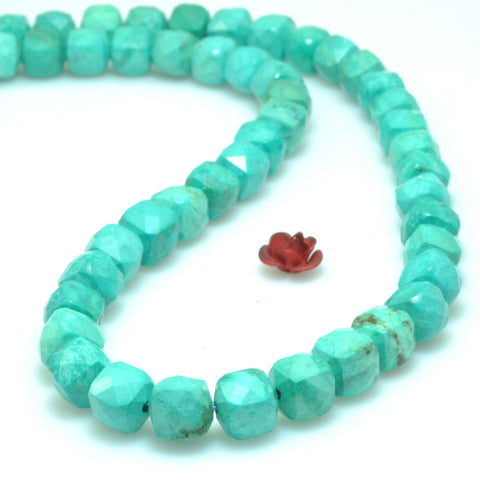 Green Turquoise faceted cube loose beads wholesale gemstones for jewelry making DIY bracelets necklaces charms accessorise