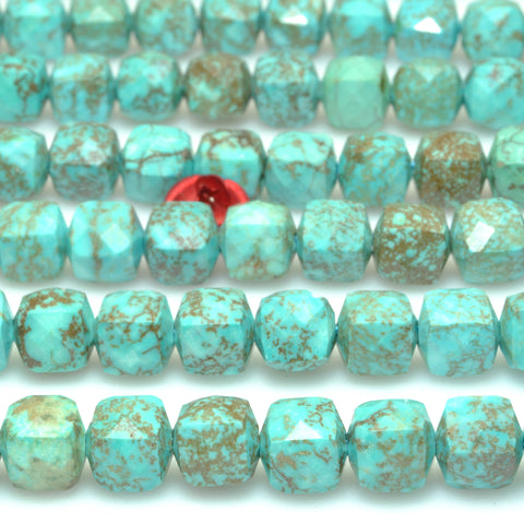 Blue Turquoise faceted cube loose beads wholesale gemstones for jewelry making DIY bracelets necklaces charms accessorise