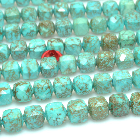 Blue Turquoise faceted cube loose beads wholesale gemstones for jewelry making DIY bracelets necklaces charms accessorise