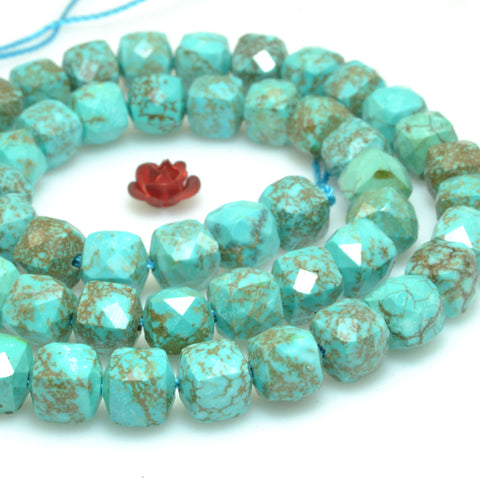 Blue Turquoise faceted cube loose beads wholesale gemstones for jewelry making DIY bracelets necklaces charms accessorise