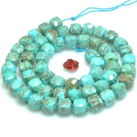Blue Turquoise faceted cube loose beads wholesale gemstones for jewelry making DIY bracelets necklaces charms accessorise