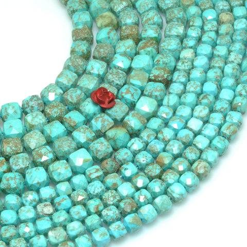 Blue Turquoise faceted cube loose beads wholesale gemstones for jewelry making DIY bracelets necklaces charms accessorise
