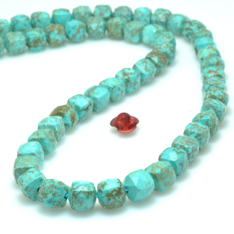 Blue Turquoise faceted cube loose beads wholesale gemstones for jewelry making DIY bracelets necklaces charms accessorise