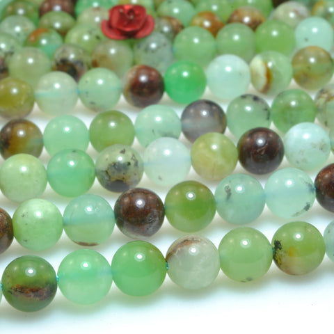 Natural Chrysoprase Stone smooth round loose beads green Australian jade wholesale gemstone for jewelry making 6mm