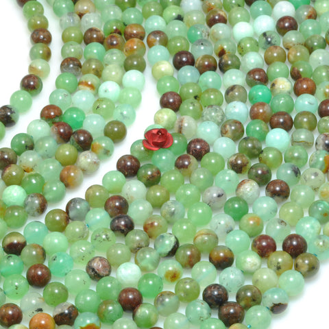 Natural Chrysoprase Stone smooth round loose beads green Australian jade wholesale gemstone for jewelry making 6mm