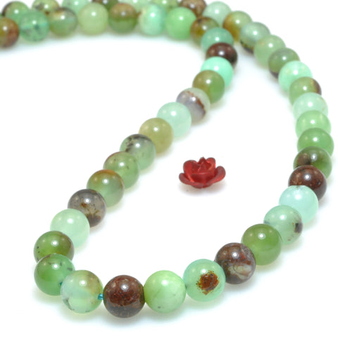 Natural Chrysoprase Stone smooth round loose beads green Australian jade wholesale gemstone for jewelry making 6mm