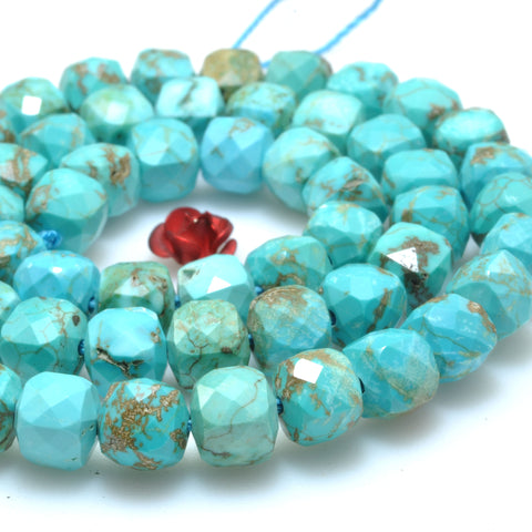 Blue Turquoise faceted cube loose beads wholesale gemstones semi precious stone for jewelry making DIY bracelets necklaces
