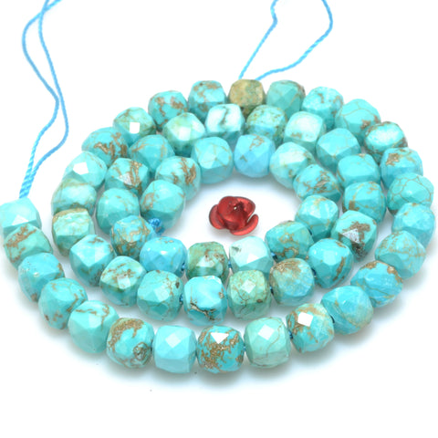 Blue Turquoise faceted cube loose beads wholesale gemstones semi precious stone for jewelry making DIY bracelets necklaces