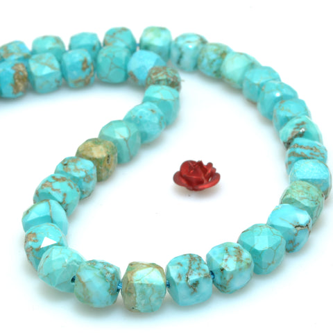 Blue Turquoise faceted cube loose beads wholesale gemstones semi precious stone for jewelry making DIY bracelets necklaces