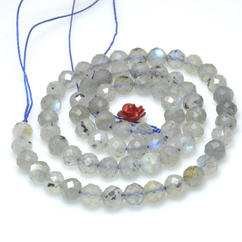 Natural Labradorite faceted round loose beads wholesale gemstone for jewelry making DIY bracelet necklace