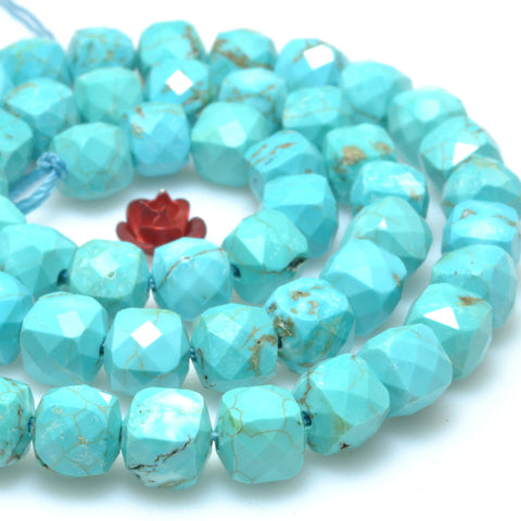 Blue Turquoise faceted cube loose beads wholesale gemstones for jewelry making DIY bracelets necklaces charms accessorise