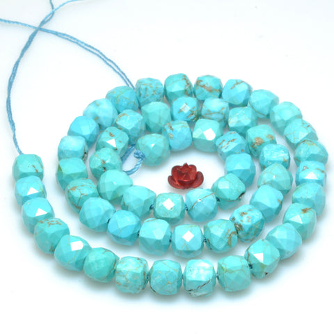 Blue Turquoise faceted cube loose beads wholesale gemstones for jewelry making DIY bracelets necklaces charms accessorise