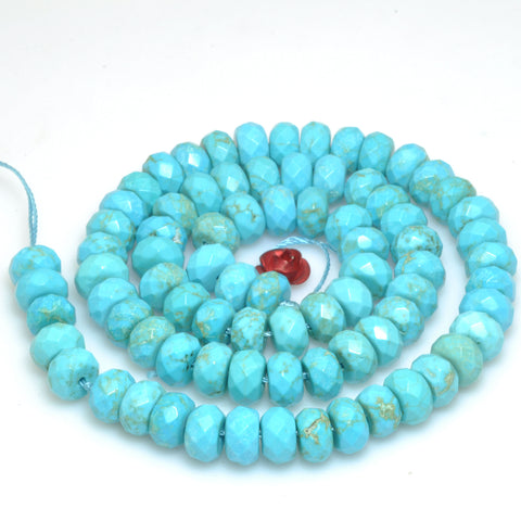 Blue Turquoise faceted rondelle loose beads wholesale gemstone semi precious stone for jewelry making DIY bracelets necklace
