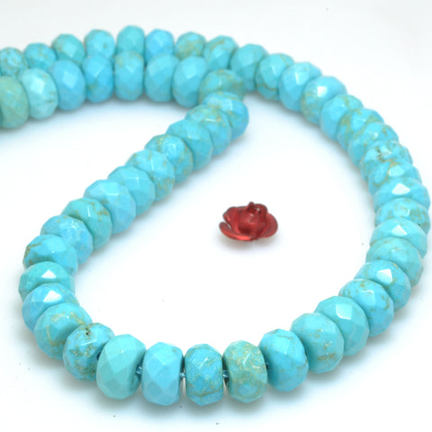 Blue Turquoise faceted rondelle loose beads wholesale gemstone semi precious stone for jewelry making DIY bracelets necklace