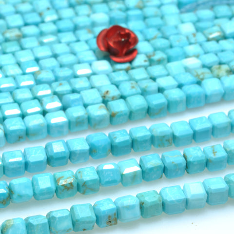 Blue Turquoise faceted cube loose beads wholesale gemstones for jewelry making bracelets necklaces DIY