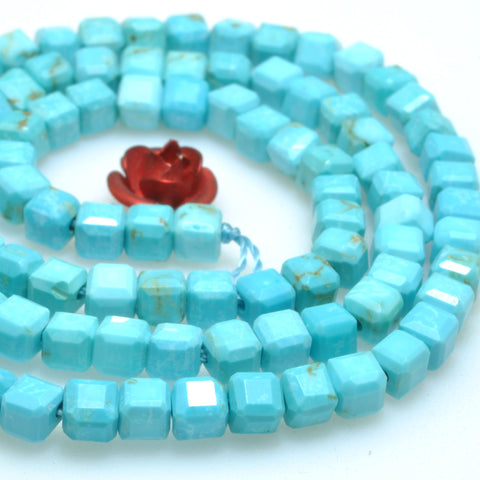 Blue Turquoise faceted cube loose beads wholesale gemstones for jewelry making bracelets necklaces DIY