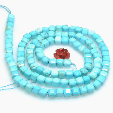 Blue Turquoise faceted cube loose beads wholesale gemstones for jewelry making bracelets necklaces DIY