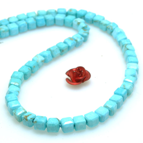 Blue Turquoise faceted cube loose beads wholesale gemstones for jewelry making bracelets necklaces DIY